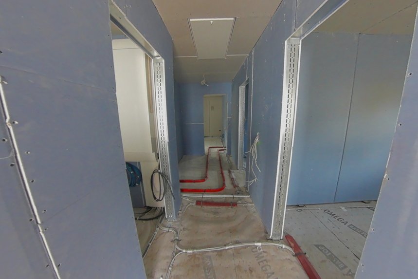 Innenaufnahme Verlegung Fußbodenheizung 