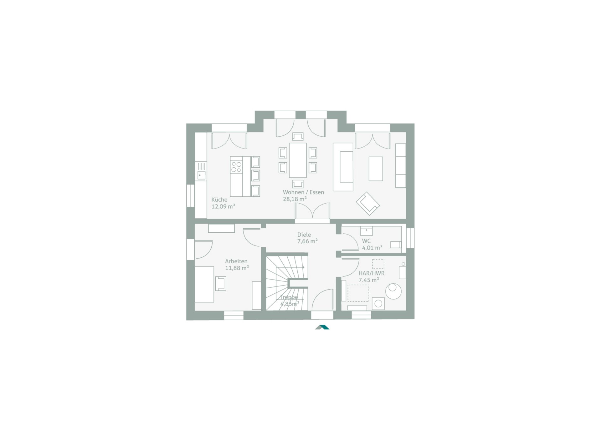 Grundriss DeinSteinHaus 151S Erdgeschoss