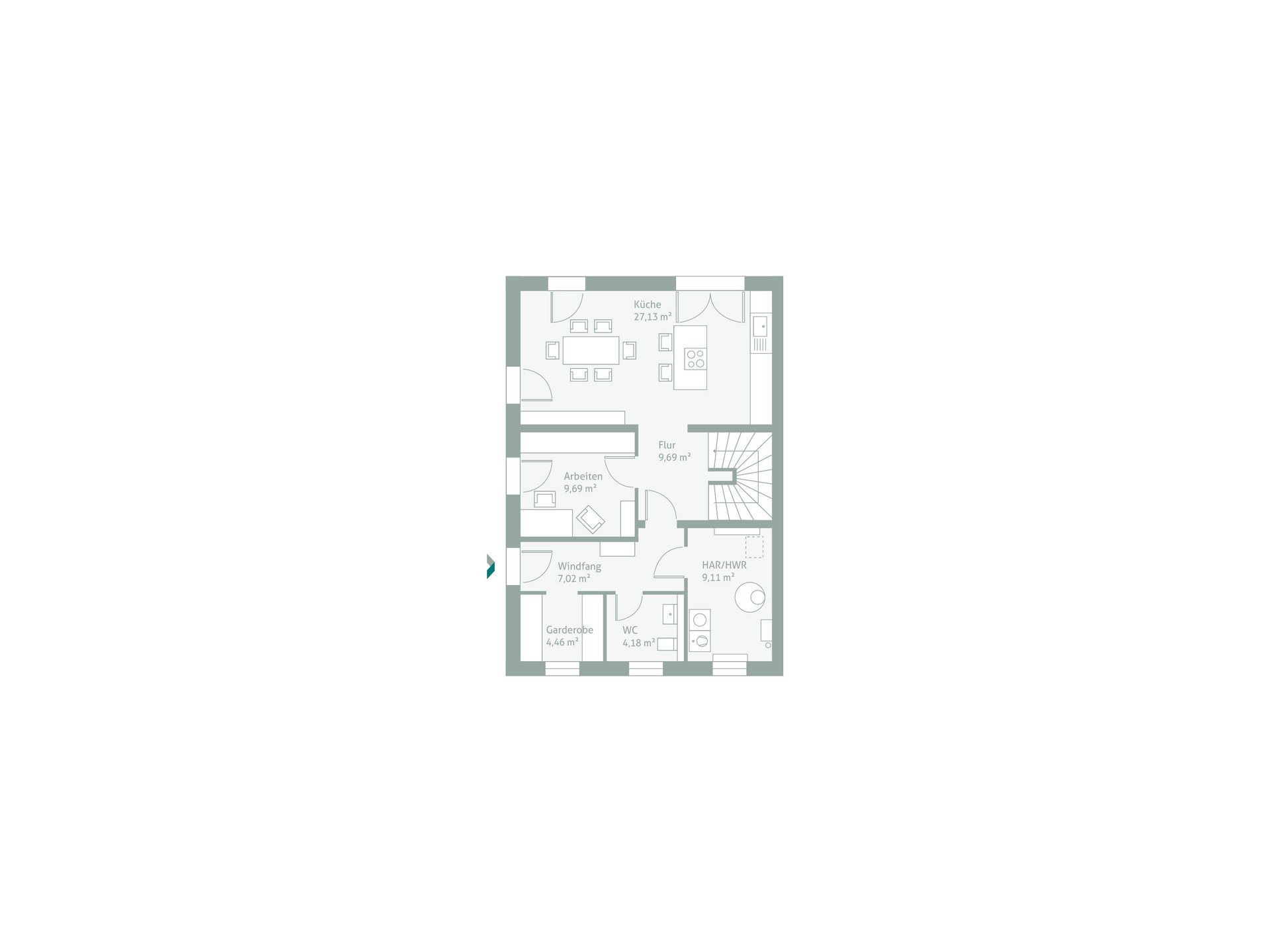 Grundriss DeinDoppelHaus 204S Erdgeschoss