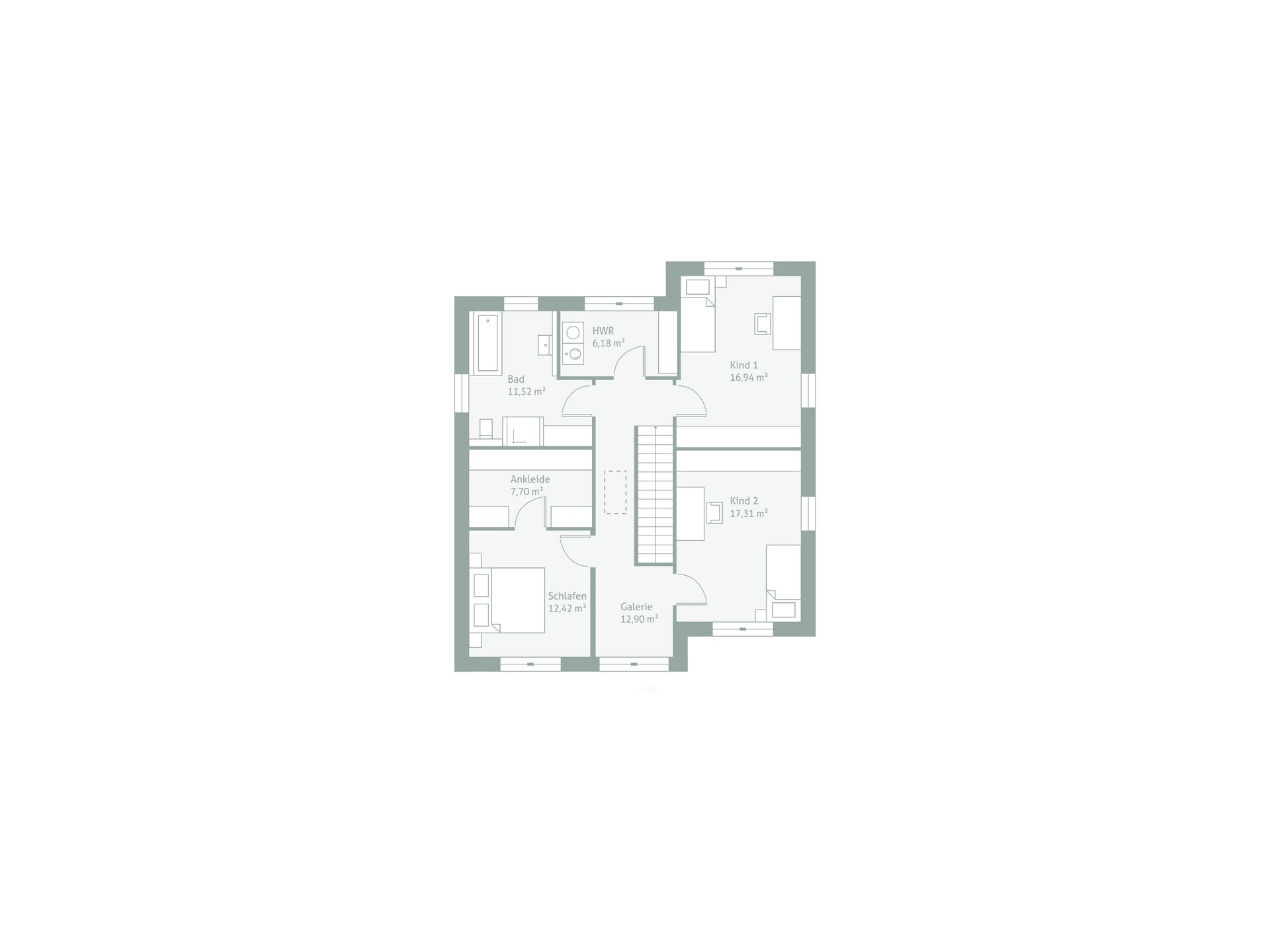 Grundriss DeinStadtHaus 173W Obergeschoss