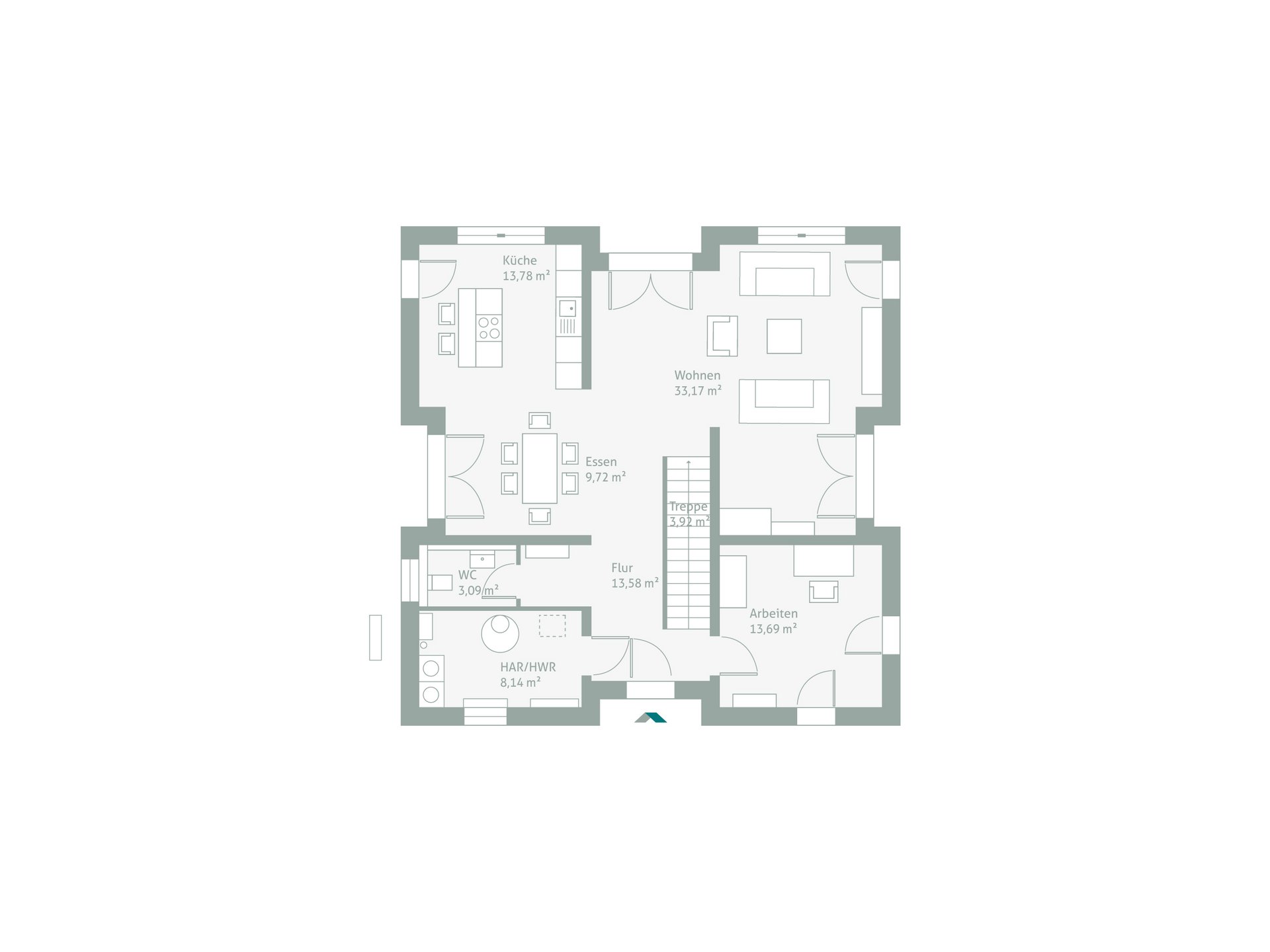 Grundriss Dein StadtHaus 192W Erdgeschoss