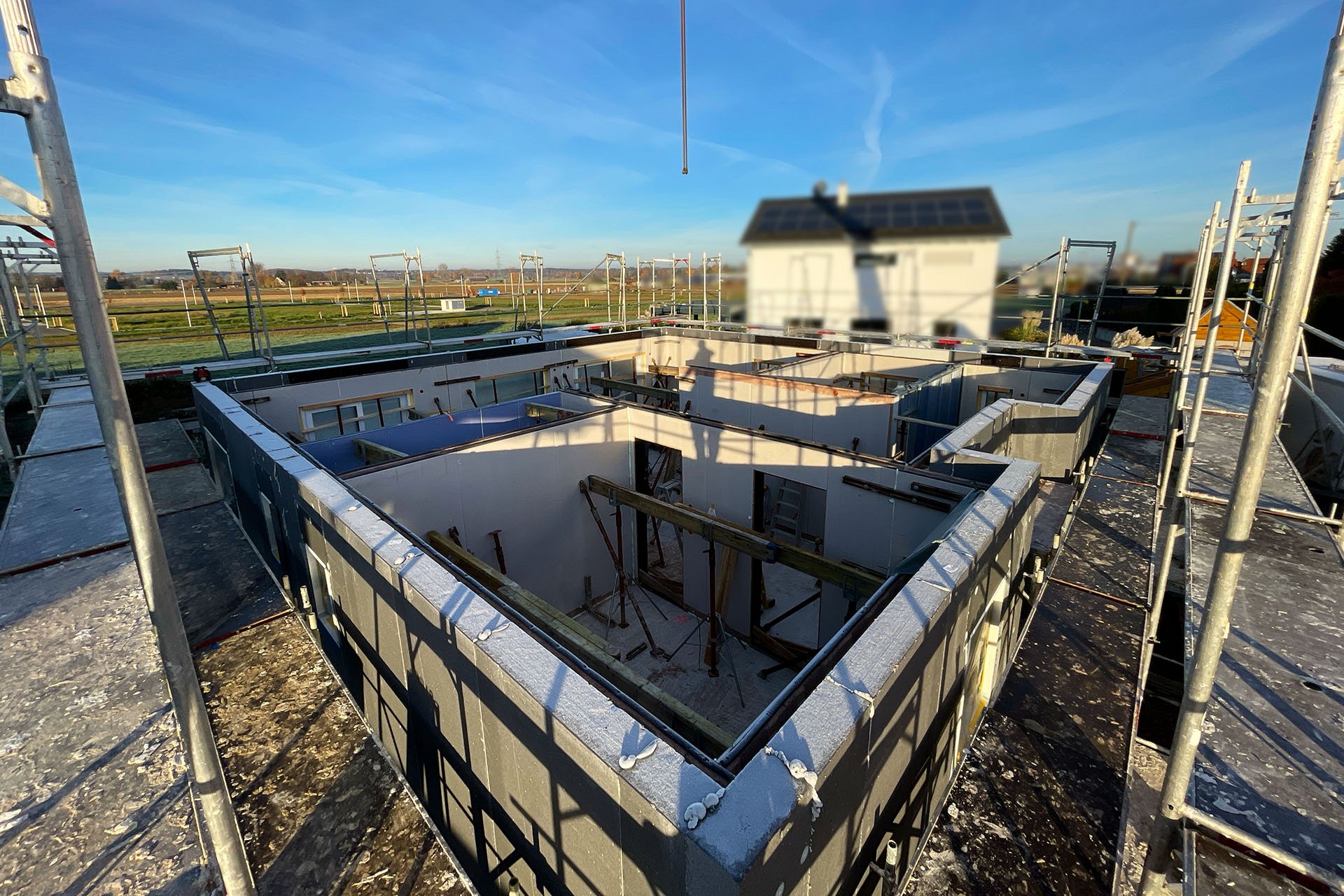 Hausmontage Erdgeschoss ohne Betondecken