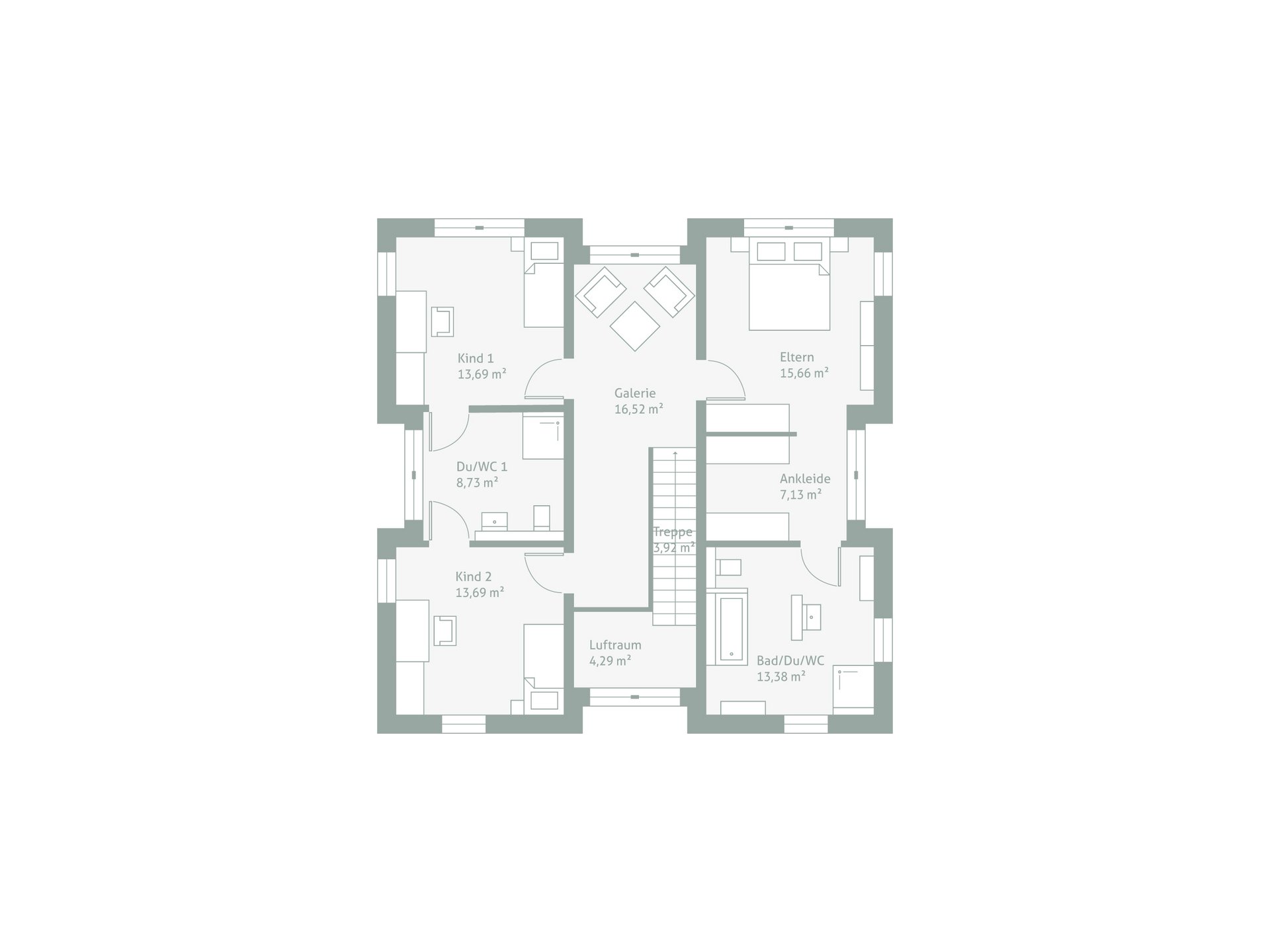 Grundriss Dein StadtHaus 192W Obergeschoss