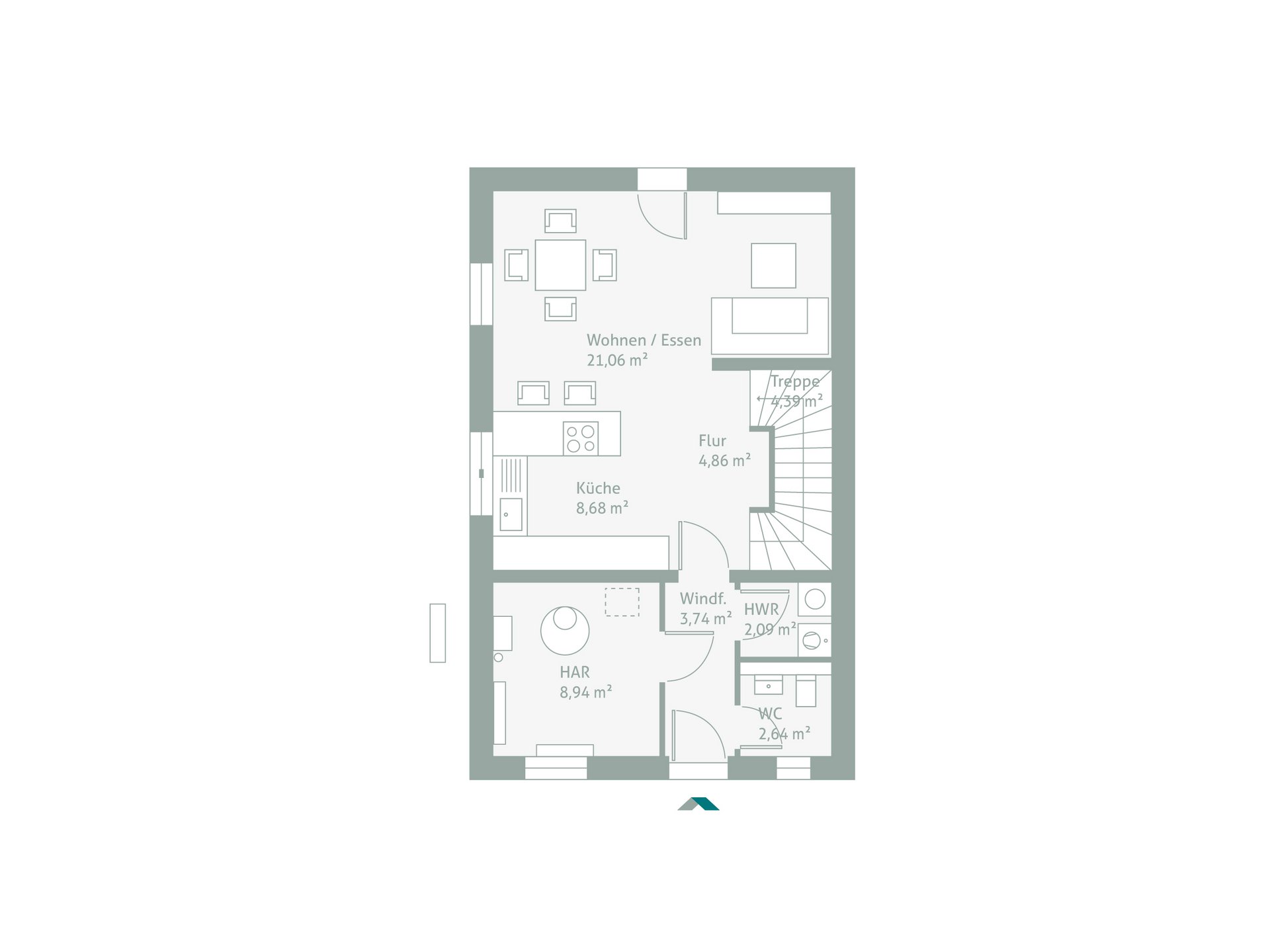 Grundriss Dein DoppelHaus 166S Erdgeschoss