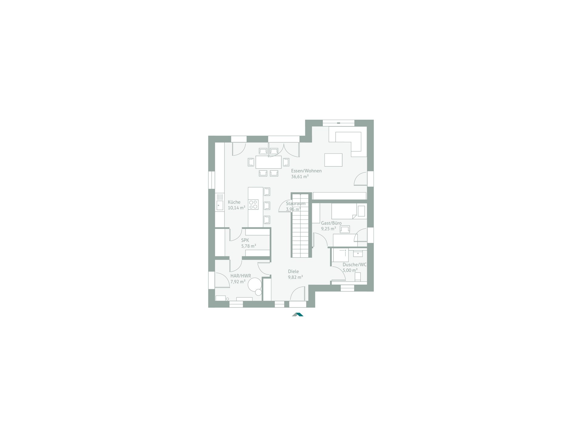 Grundriss DeinStadtHaus 173W Erdgeschoss